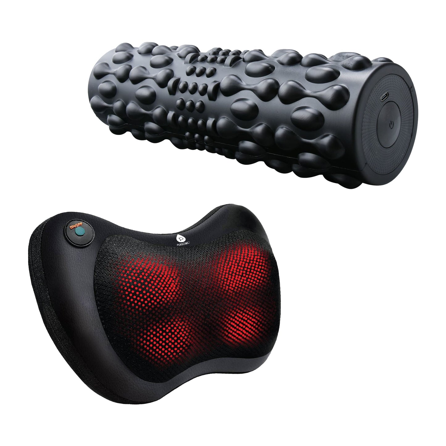 Pursonic Total Body Recovery Bundle –  Vibrating Foam Roller + Shiatsu Heating Neck & Back Massager